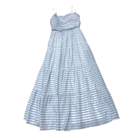 👗⚓ CHELSEA28 Blue White Stripe Maxi Dress | Preppy Fall Academia Stripe Chic M - Picture 1 of 4